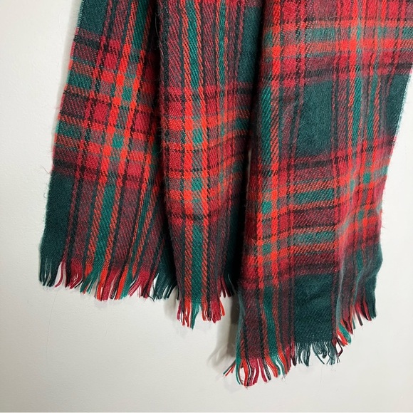 100%‎ cashmere tartan plaid scarf made in England red green - Picture 2 of 5